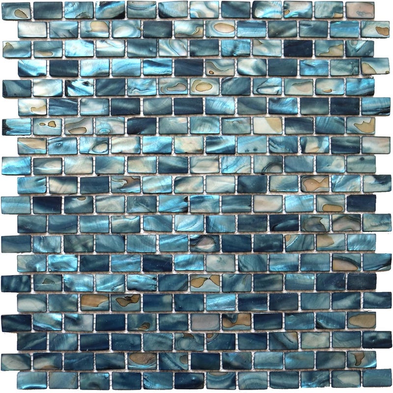 Mop Mother of Pearl Shell Mosaic Mini Brick Backsplash Tile, are Used for Kitchen Backsplashes and Bathroom Wall Tiles, Dark Blue 10 Sheets - Image 1
